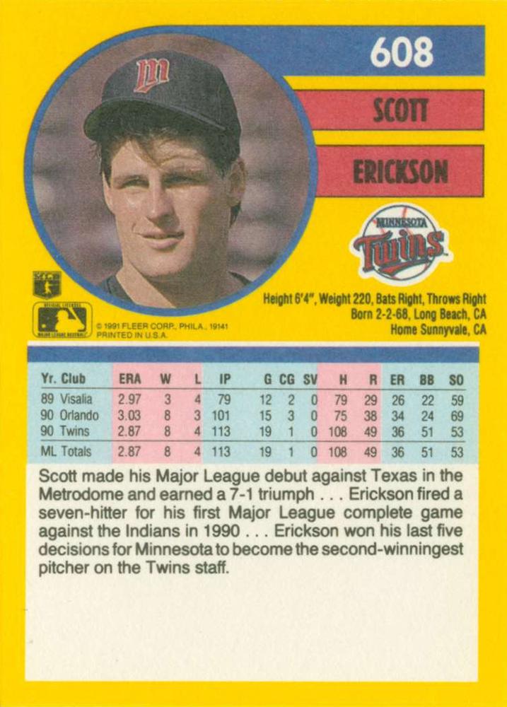 Scott Erickson  baseball card collectible - Main Image 2