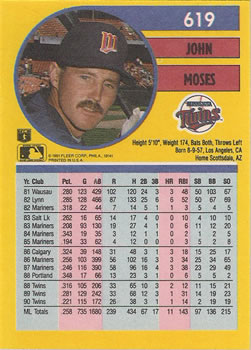 John Moses  baseball card collectible - Main Image 2