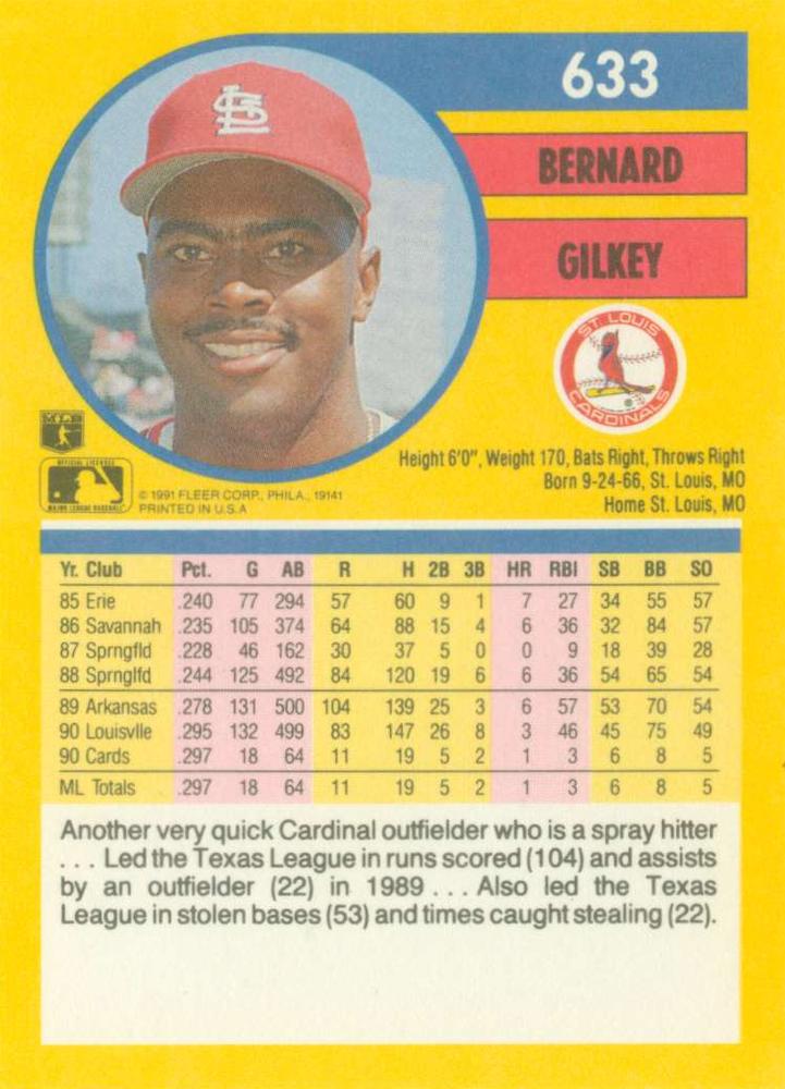 Bernard Gilkey  baseball card collectible - Main Image 2