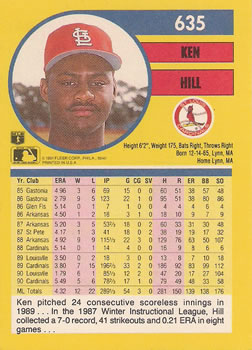 Ken Hill  baseball card collectible - Main Image 2