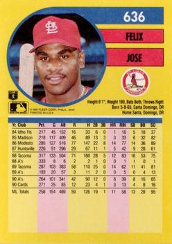 Felix Jose  baseball card collectible - Main Image 2