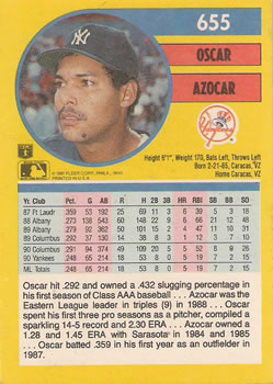Oscar Azocar  baseball card collectible - Main Image 2