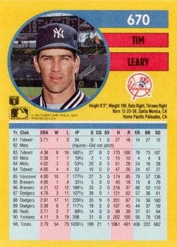 Tim Leary  baseball card collectible - Main Image 2