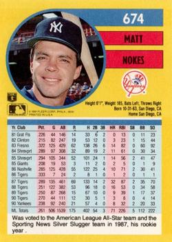 Matt Nokes  baseball card collectible - Main Image 2