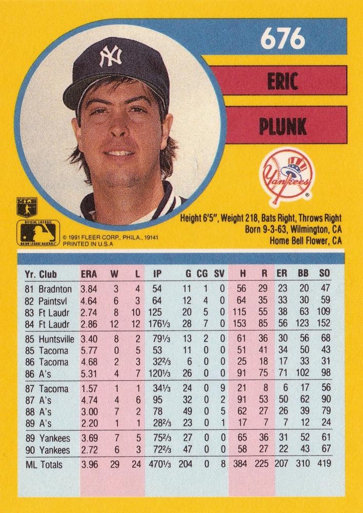 Eric Plunk  baseball card collectible - Main Image 2