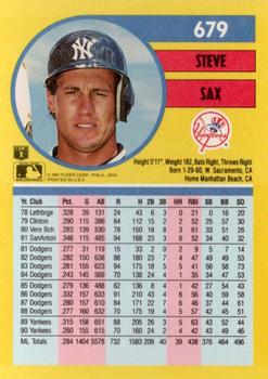 Steve Sax  baseball card collectible - Main Image 2
