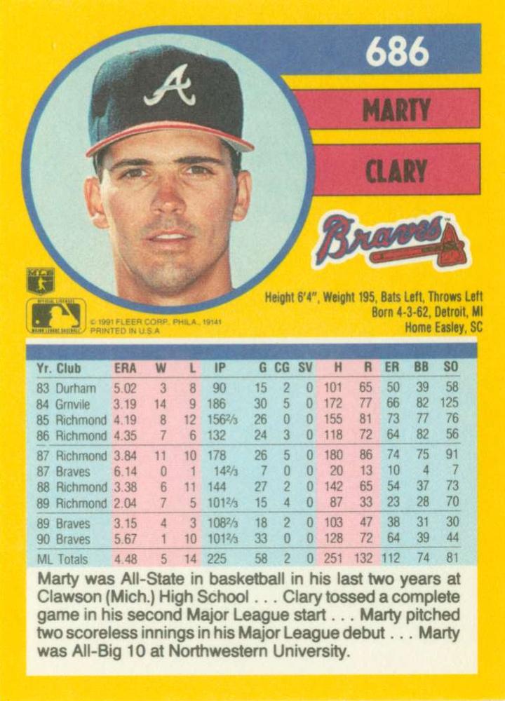 Marty Clary  baseball card collectible - Main Image 2