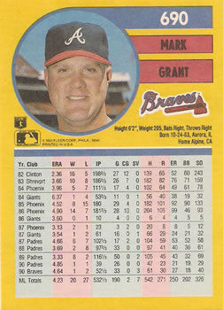 Mark Grant  baseball card collectible - Main Image 2