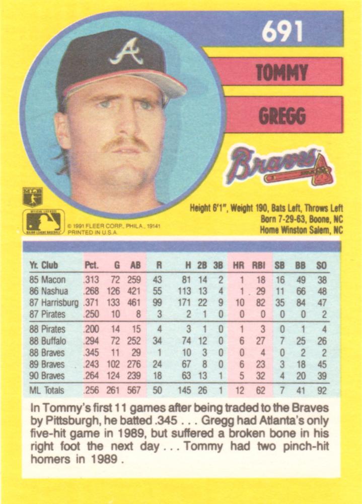 Tommy Gregg  baseball card collectible - Main Image 2