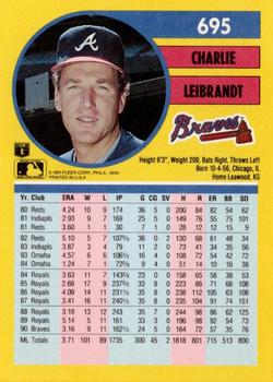Charlie Leibrandt  baseball card collectible - Main Image 2