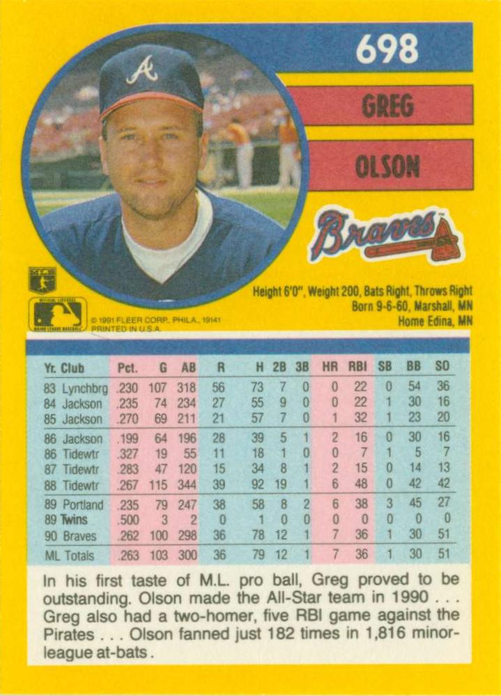 Greg Olson  baseball card collectible - Main Image 2