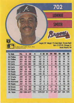 Lonnie Smith  baseball card collectible - Main Image 2