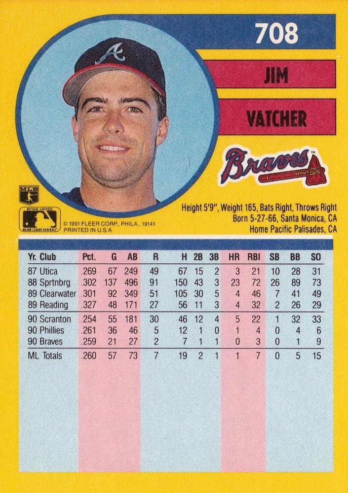 Jim Vatcher  baseball card collectible - Main Image 2
