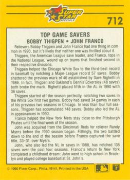 Top Game Savers (John Franco / Bobby Thigpen)  baseball card collectible - Main Image 2