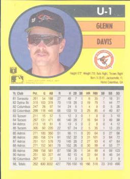 Glenn Davis  baseball card collectible - Main Image 2