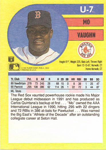 Mo Vaughn  baseball card collectible - Main Image 2
