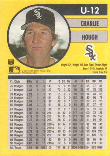 Charlie Hough  baseball card collectible - Main Image 2
