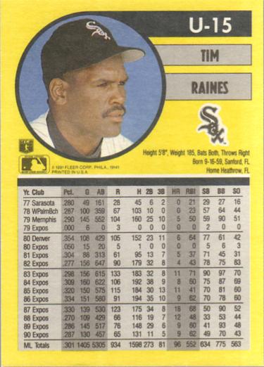 Tim Raines  baseball card collectible - Main Image 2