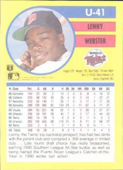 Lenny Webster  baseball card collectible - Main Image 2