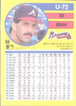 Sid Bream  baseball card collectible - Main Image 2