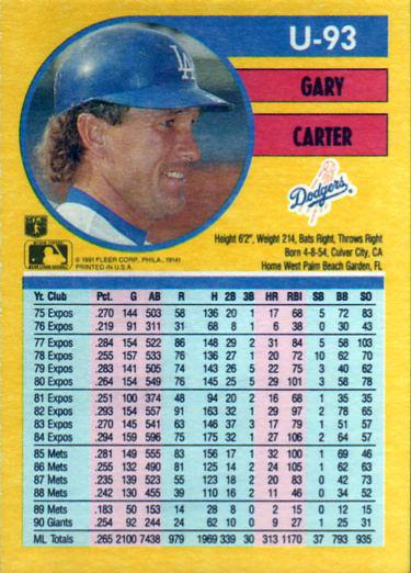 Gary Carter  baseball card collectible - Main Image 2