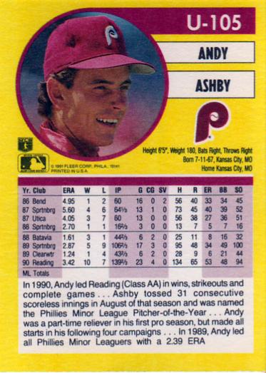 Andy Ashby  baseball card collectible - Main Image 2