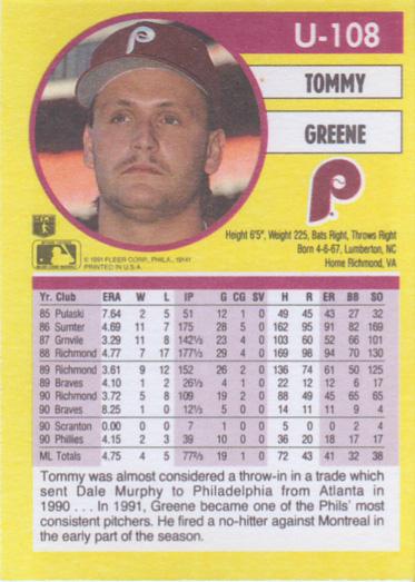 Tommy Greene  baseball card collectible - Main Image 2