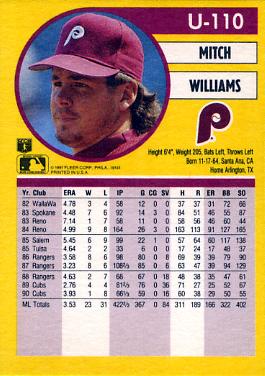 Mitch Williams  baseball card collectible - Main Image 2