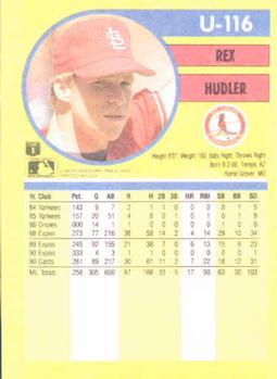 Rex Hudler  baseball card collectible - Main Image 2