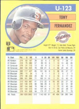 Tony Fernandez  baseball card collectible - Main Image 2