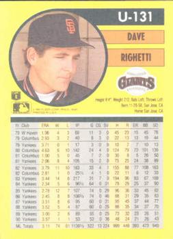 Dave Righetti  baseball card collectible - Main Image 2