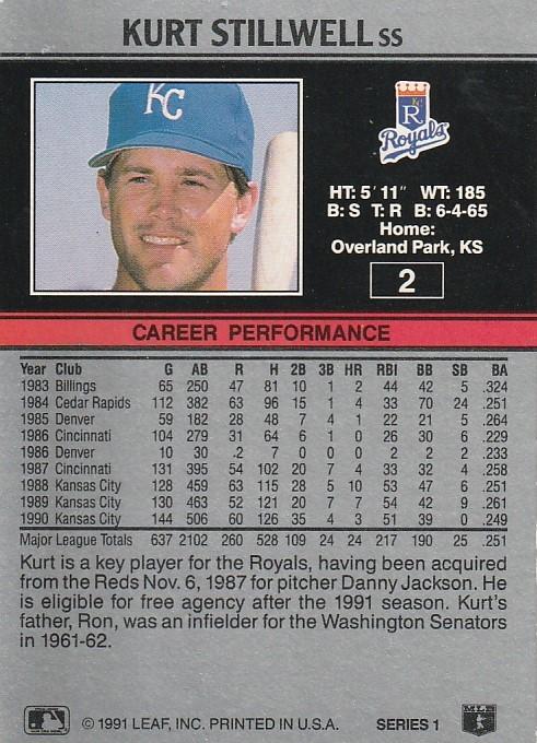 Kurt Stillwell  baseball card collectible - Main Image 2