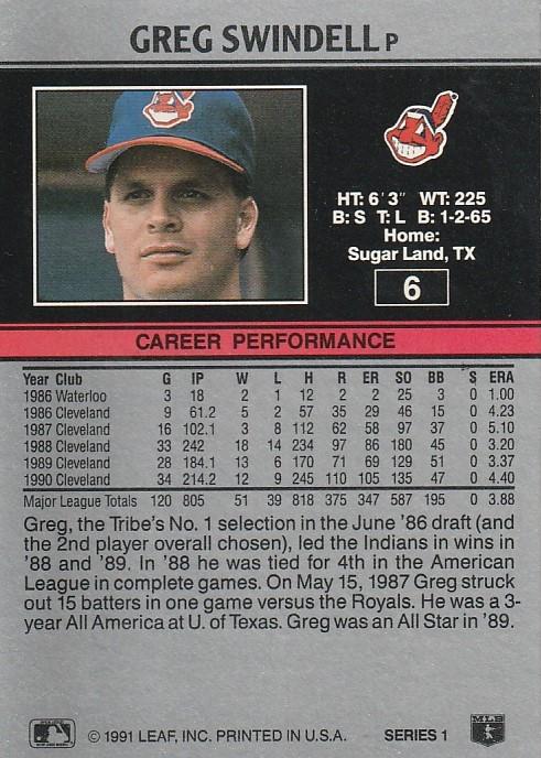 Greg Swindell  baseball card collectible - Main Image 2