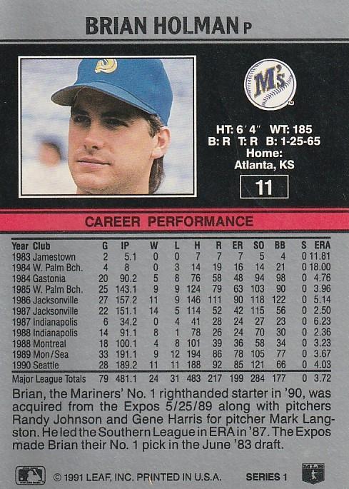 Brian Holman  baseball card collectible - Main Image 2