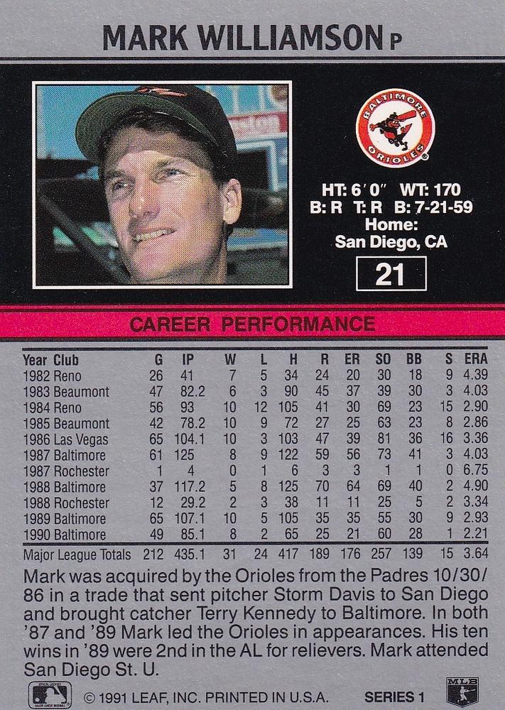 Mark Williamson  baseball card collectible - Main Image 2