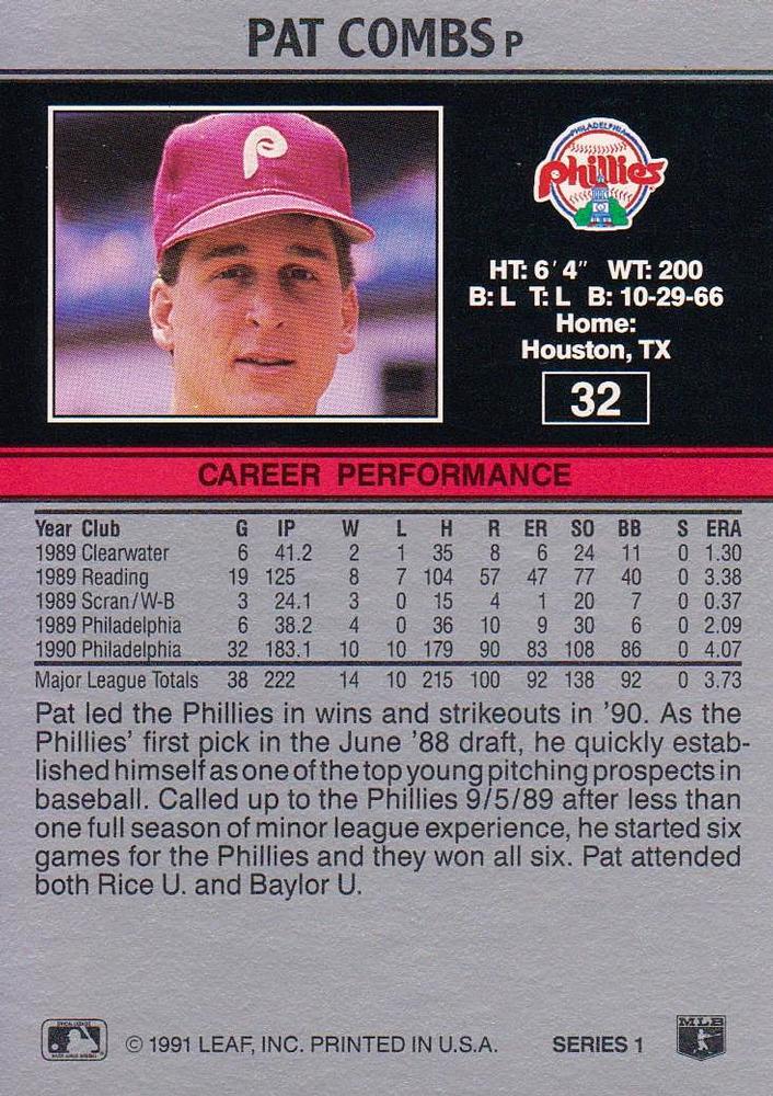 Pat Combs  baseball card collectible - Main Image 2