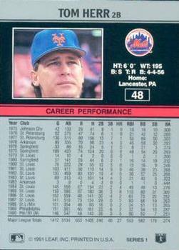 Tom Herr  baseball card collectible - Main Image 2