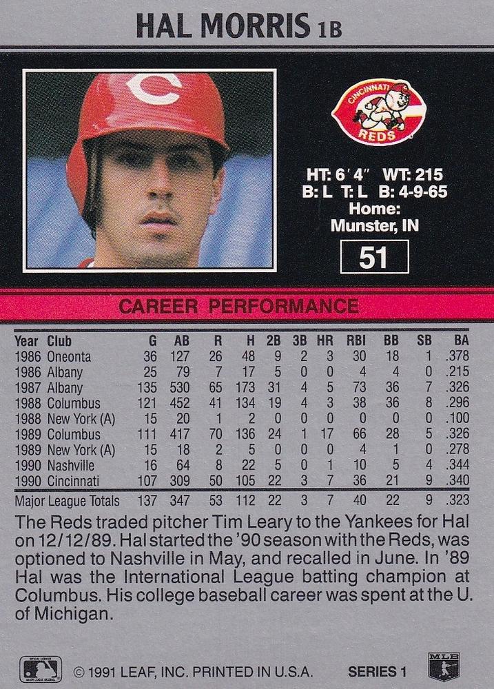 Hal Morris  baseball card collectible - Main Image 2