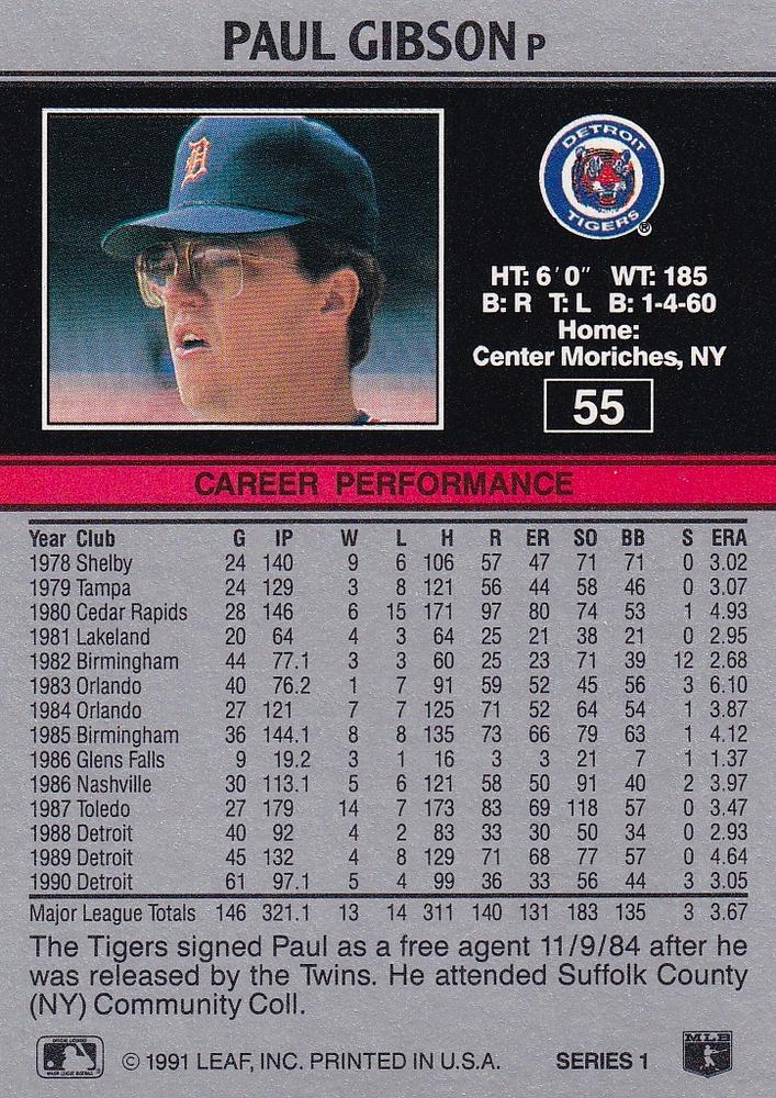 Paul Gibson  baseball card collectible - Main Image 2