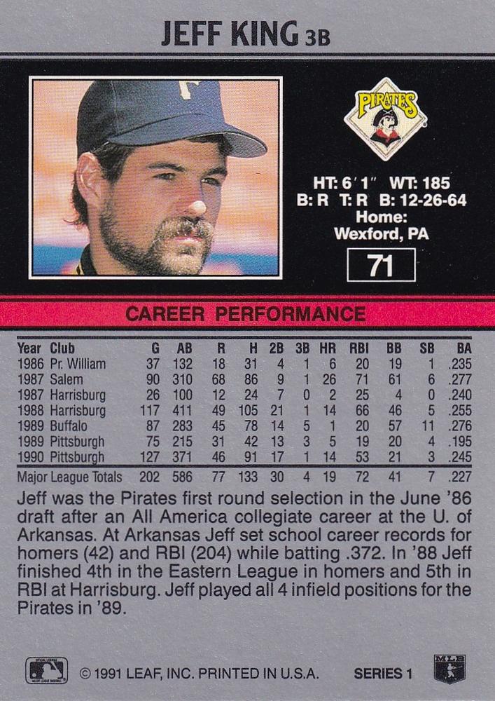 Jeff King  baseball card collectible - Main Image 2