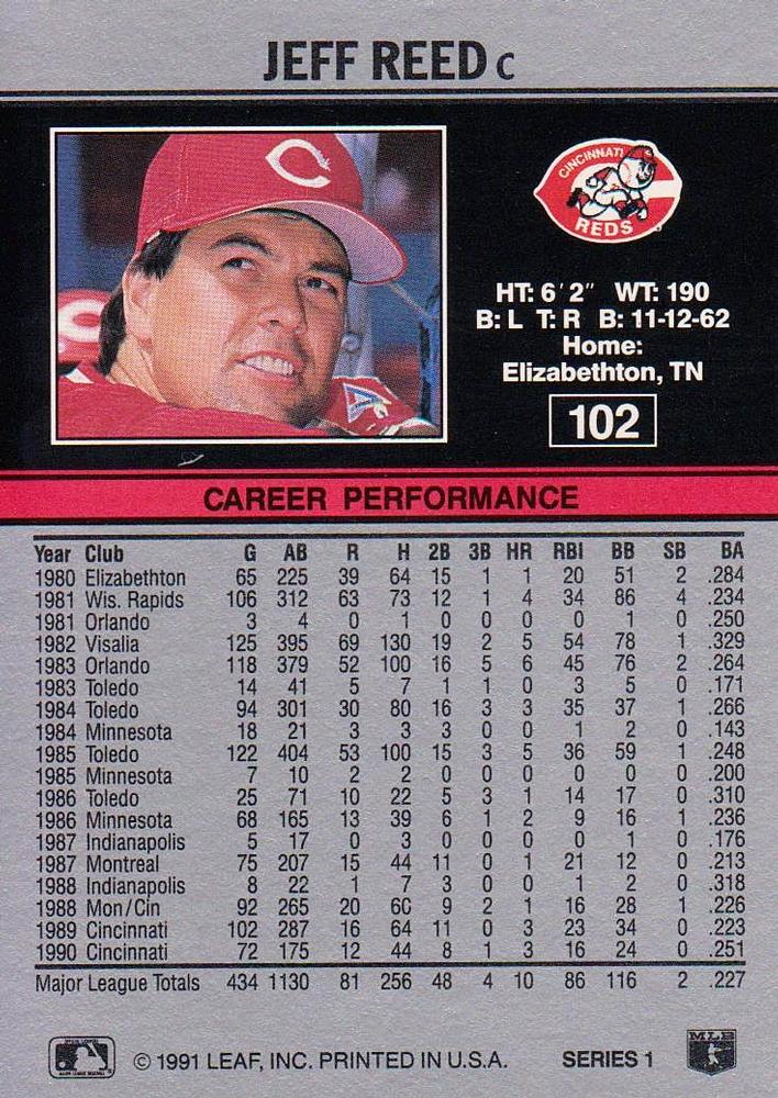 Jeff Reed  baseball card collectible - Main Image 2