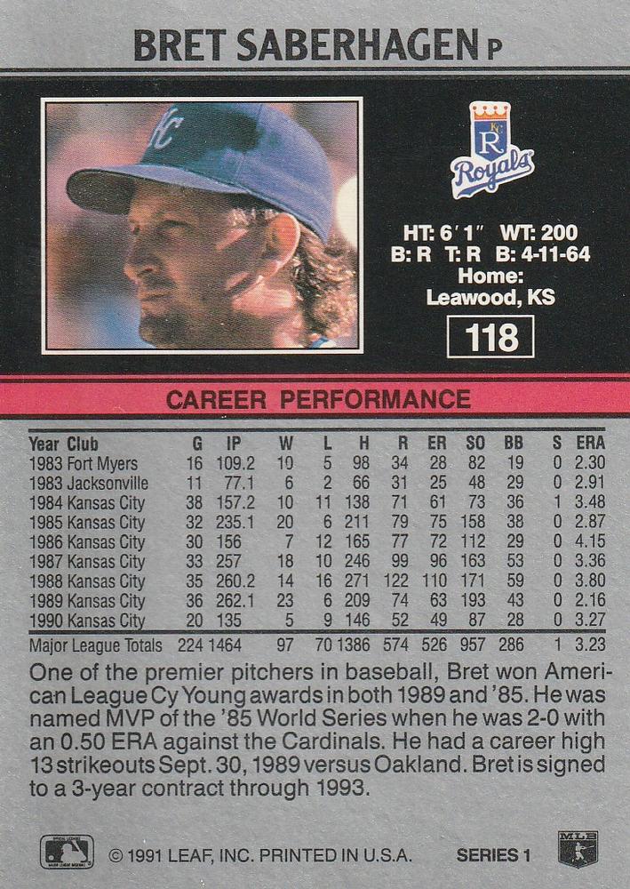 Bret Saberhagen  baseball card collectible - Main Image 2