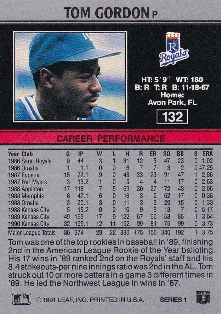 Tom Gordon  baseball card collectible - Main Image 2