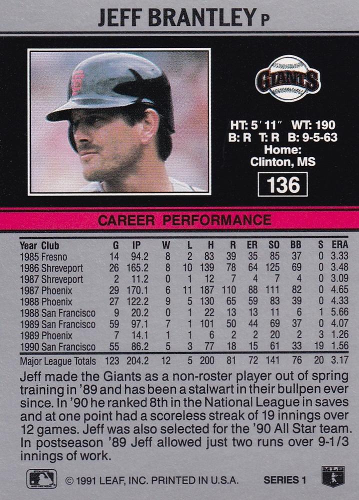 Jeff Brantley  baseball card collectible - Main Image 2