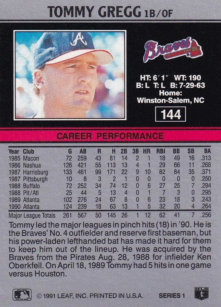 Tommy Gregg  baseball card collectible - Main Image 2