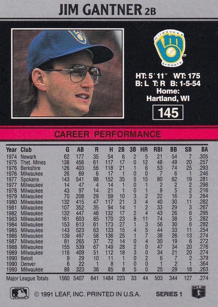 Jim Gantner  baseball card collectible - Main Image 2