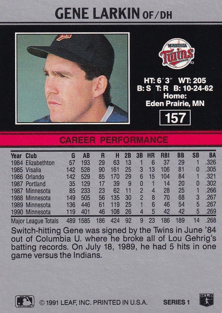 Gene Larkin  baseball card collectible - Main Image 2