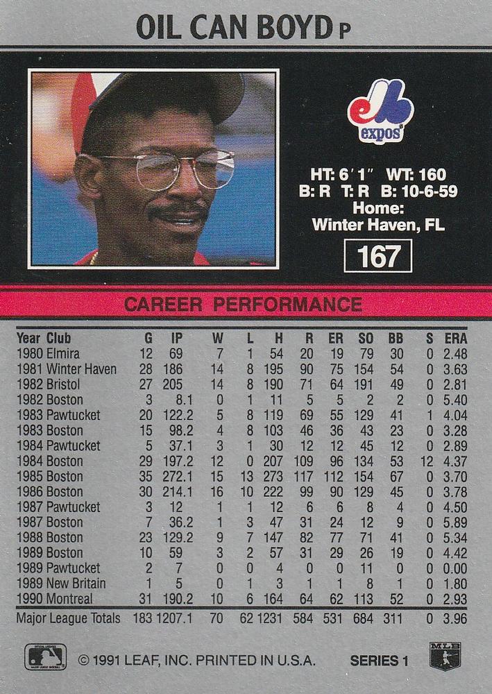 Oil Can Boyd  baseball card collectible - Main Image 2