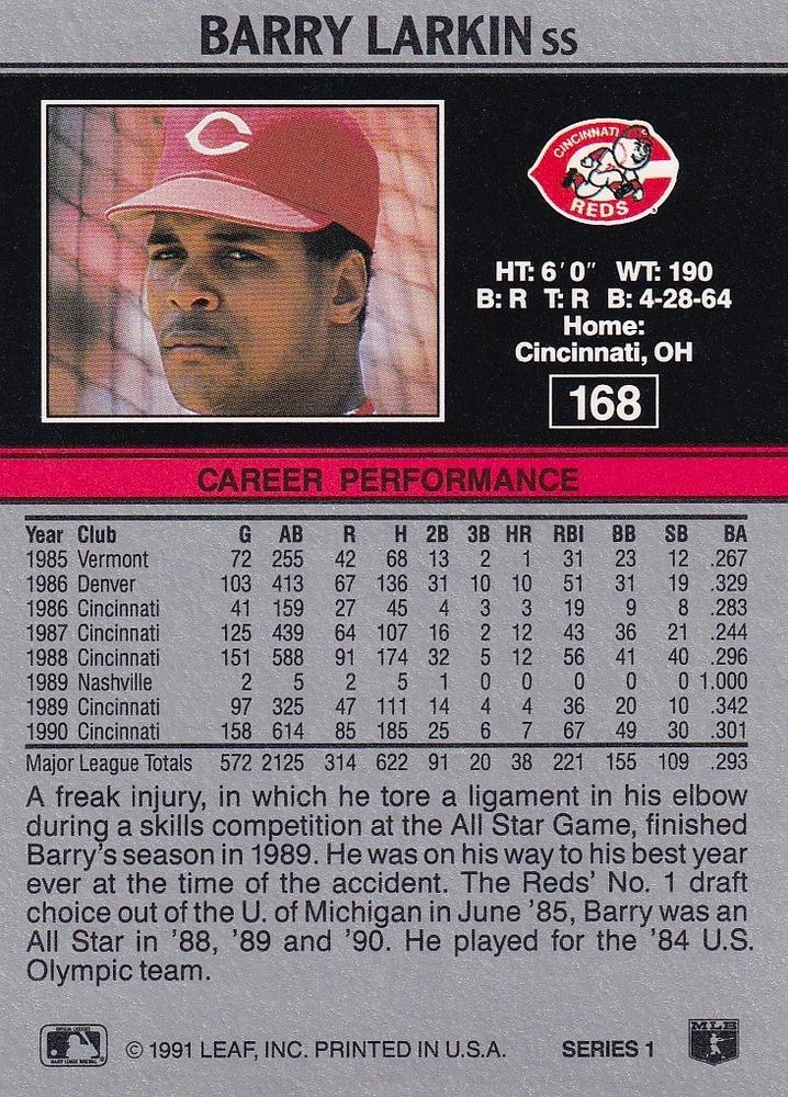 Barry Larkin  baseball card collectible - Main Image 2
