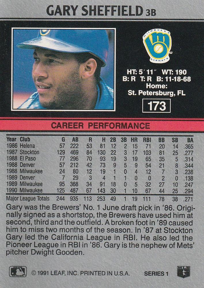 Gary Sheffield  baseball card collectible - Main Image 2